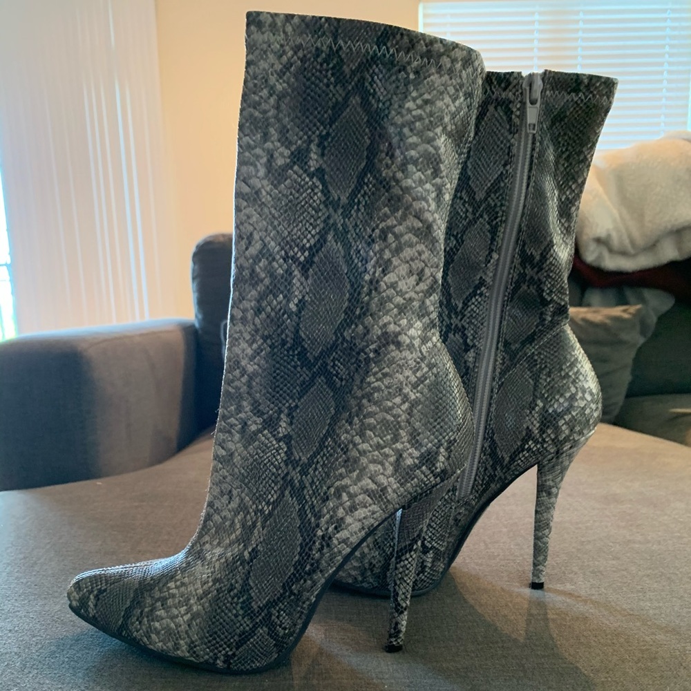 Faux snake skin boots
